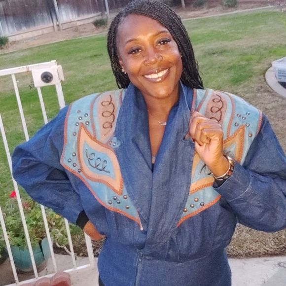 DOMALLO Jean & Leather Vintage Bomber Jacket. Excellent Condition Size Medium - Picture 7 of 7